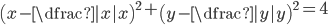 \left(x-\dfrac{|x|}{x}\right)^2+\left(y-\dfrac{|y|}{y}\right)^2=4