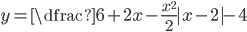 y=\dfrac{6+2x-\frac{x^2}2}{|x-2|-4}