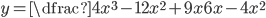 y=\dfrac{4x^3-12x^2+9x}{6x-4x^2}