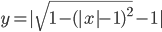 y=|\sqrt{1-(|x|-1)^2}-1|